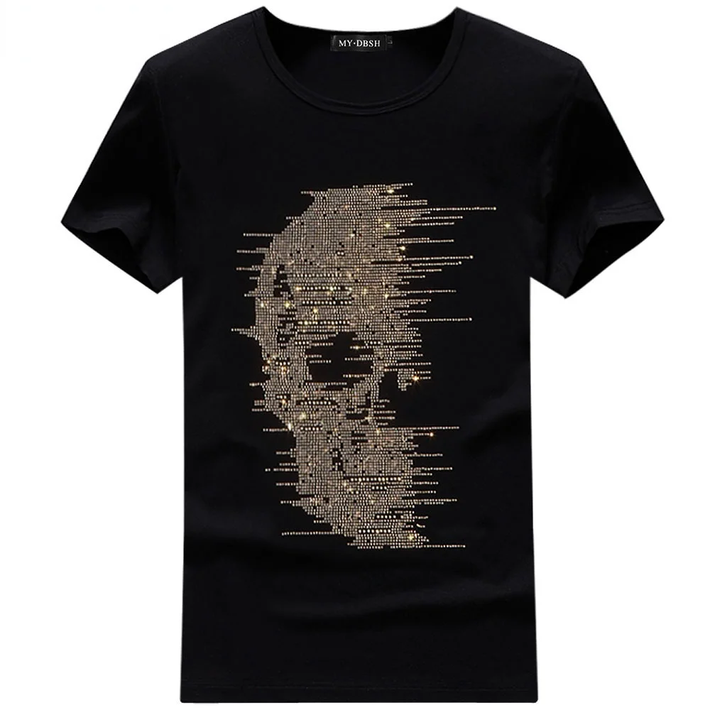 Fashion Summer Top Mens Rhinestones T Shirts Casual Black Cotton Short Sleeve Slim Tee Shirt Camisetas Hombre
Fashion Summer Top Mens Rhinestones T Shirts Casual Black Cotton Short Sleeve Slim Tee Shirt Camisetas Hombre
