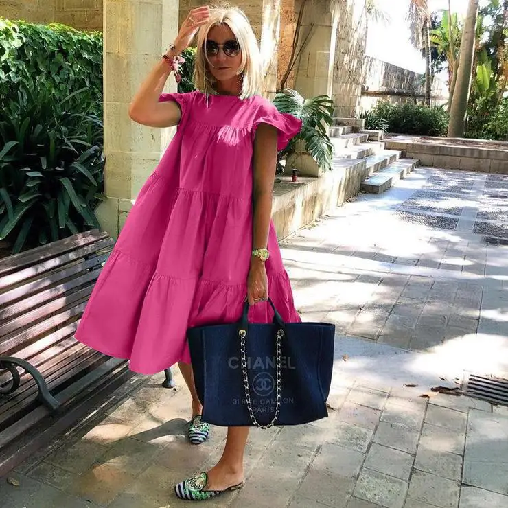 foreign trade cross-border explosion models women's loose pleated short-sleeved dress, As pictures
foreign trade cross-border explosion models women's loose pleated short-sleeved dress, As pictures