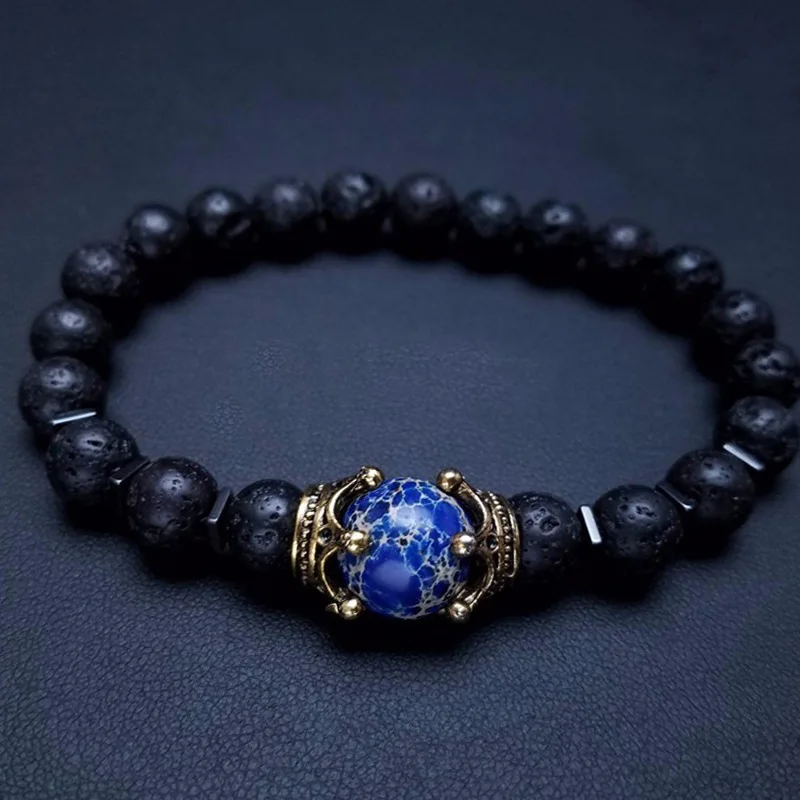 European Hot Sale Luxury Antique Crown Tiger Eye Stone Bead Bracelets Lapis Lazuli Bead Bracelet For women, Black red blue
European Hot Sale Luxury Antique Crown Tiger Eye Stone Bead Bracelets Lapis Lazuli Bead Bracelet For women, Black red blue