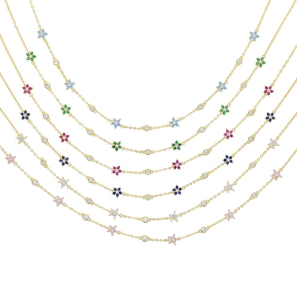 Women Wedding Jewelry Minimal Cute Flower Charm Rainbow Colorful CZ Choker Chain Necklace, Customized
Women Wedding Jewelry Minimal Cute Flower Charm Rainbow Colorful CZ Choker Chain Necklace, Customized