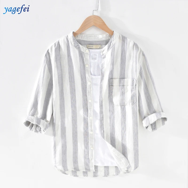 The best quality factory wholesale new 7-point sleeve linen striped casual shirt men, Colors
The best quality factory wholesale new 7-point sleeve linen striped casual shirt men, Colors