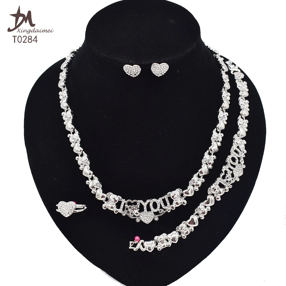 T0284 High quality silver color fishbone 4piece I love you jewelry set big set african jewelry
T0284 High quality silver color fishbone 4piece I love you jewelry set big set african jewelry