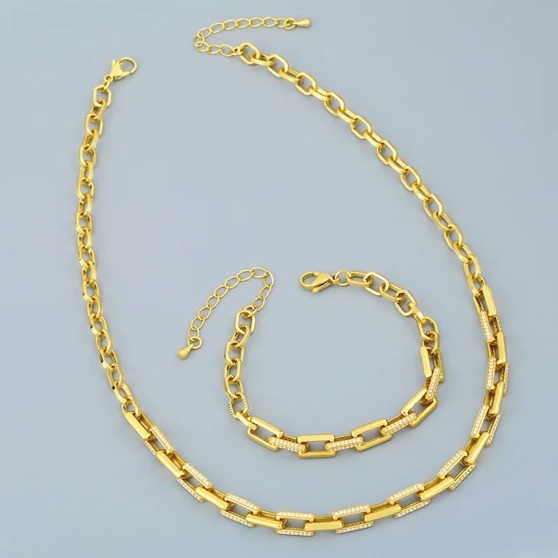 Bling Jewelry CZ Micro Pave Link Chain bracelet and necklace earring set, Zircon Diamond Chain jewelry set for Women
Bling Jewelry CZ Micro Pave Link Chain bracelet and necklace earring set, Zircon Diamond Chain jewelry set for Women