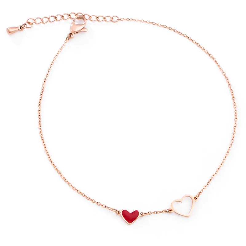 18K Rose Gold Plated Stainless Steel Red Heart Charm Anklet Double Heart Shaped Anklets for Women Girls
18K Rose Gold Plated Stainless Steel Red Heart Charm Anklet Double Heart Shaped Anklets for Women Girls