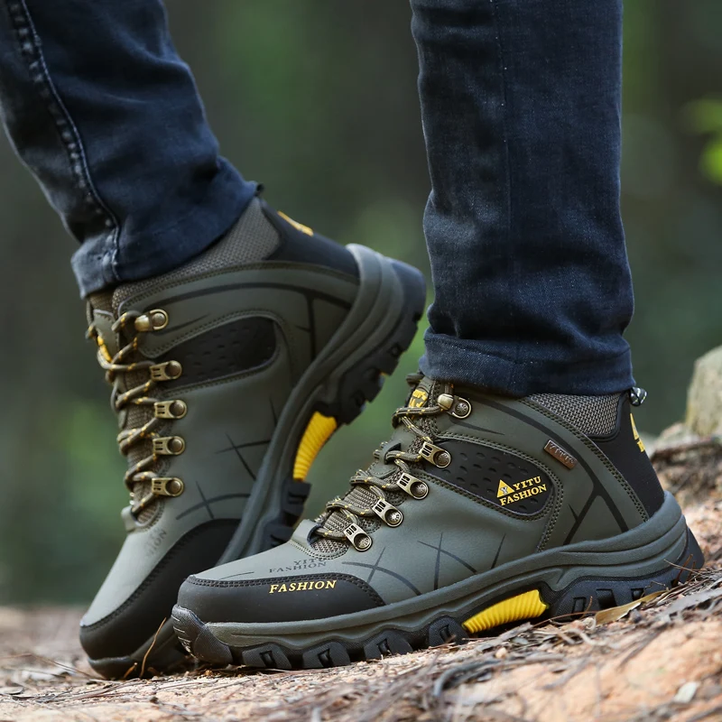 Genuine Leather Mountain Climbing Anti-slip Trekking Ankle Boot For Men Black S219-2189 11 PRISTINE