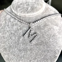 

Wuzhou Foxi Custom Name Alphabet Letter Pendants Gold Plated Brass Diamond Tennis Initial Necklace