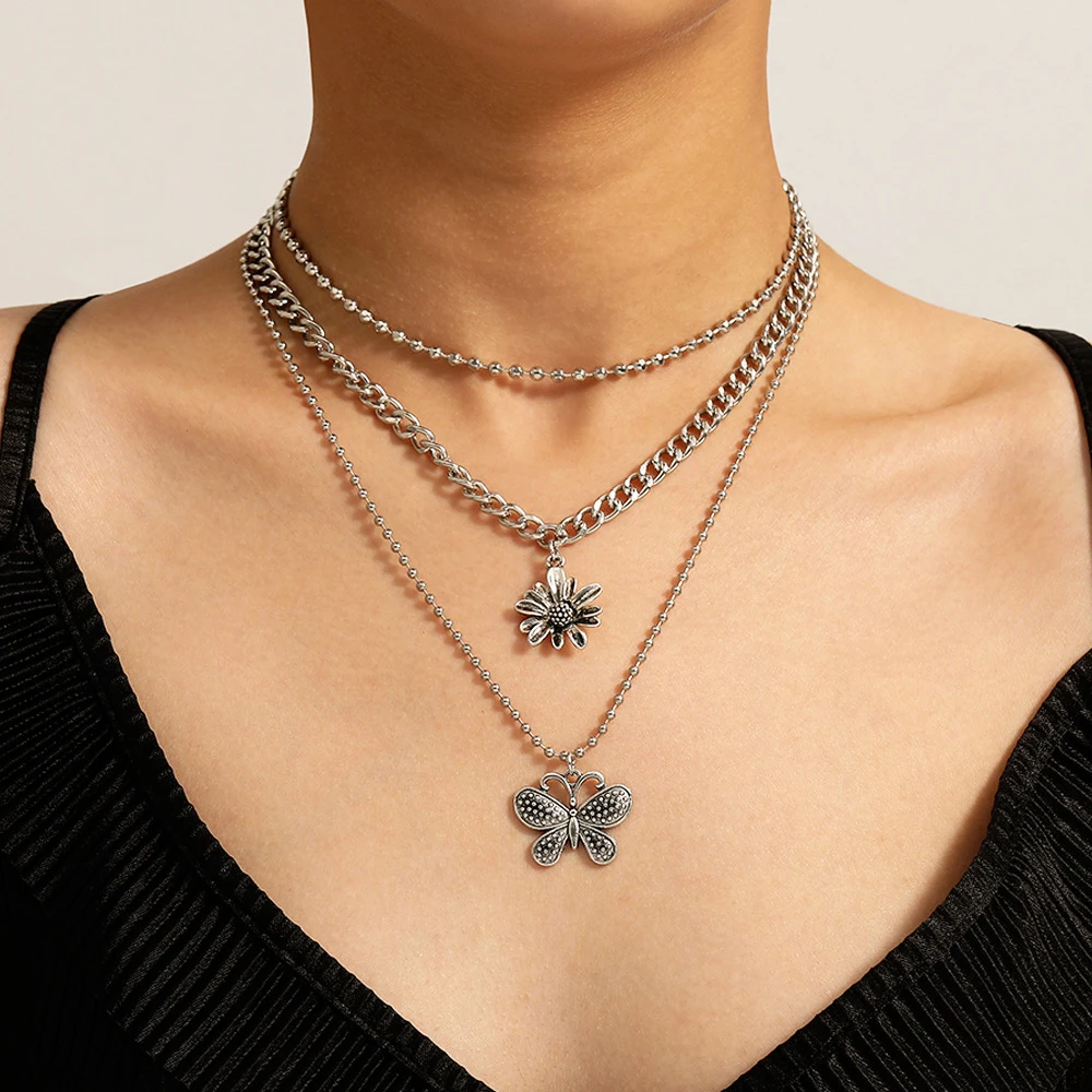 Creative Ins butterfly necklace pendant female simple three-dimensional small Daisy multi-layer necklace (KNK5194), Silver, gold
Creative Ins butterfly necklace pendant female simple three-dimensional small Daisy multi-layer necklace (KNK5194), Silver, gold