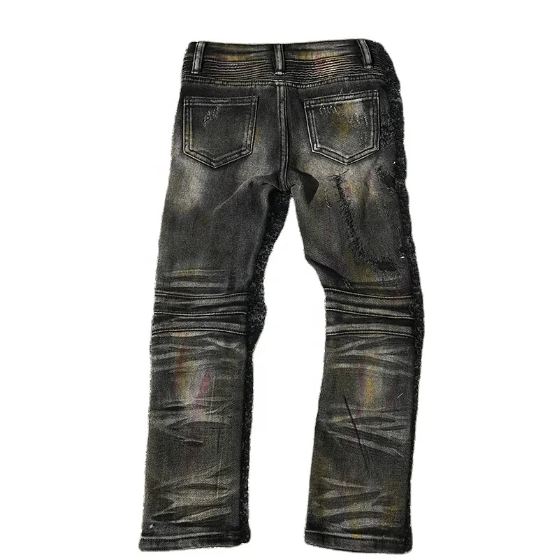 USA Fashion boys destroyed ribbed jeans kids jeans with waist drawcord and 3D whisker
USA Fashion boys destroyed ribbed jeans kids jeans with waist drawcord and 3D whisker