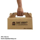 Food Kraft Packaging Boxes Print Custom Print Die Cut Handle Kraft Food Packaging Burger Sanck Take Away Paper Box