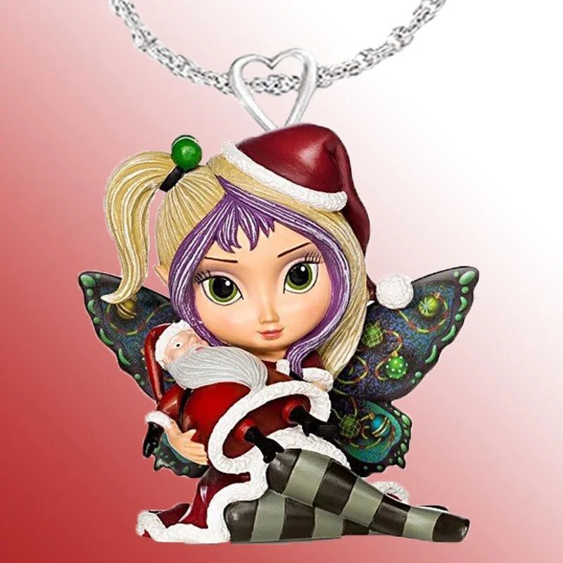 Exquisite Fashion Lady Princess Pendant Refined Resin Girl's Accessories Green Christmas Hat Butterfly Wing Girl Necklace
Exquisite Fashion Lady Princess Pendant Refined Resin Girl's Accessories Green Christmas Hat Butterfly Wing Girl Necklace