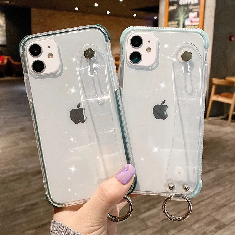Glitter Powder Holder Phone Case For iPhone 11 X XR XS Max 6 6S 7 8 Plus Transparent Soft TPU Wrist Strap Shockproof Back Cover
Glitter Powder Holder Phone Case For iPhone 11 X XR XS Max 6 6S 7 8 Plus Transparent Soft TPU Wrist Strap Shockproof Back Cover