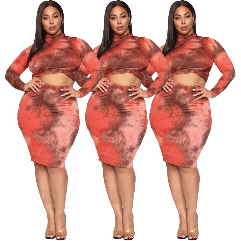 HQC-20728 Tie dye crop top with long sleeve sexy red dress XL-5XL plus size two piece skirt set
HQC-20728 Tie dye crop top with long sleeve sexy red dress XL-5XL plus size two piece skirt set