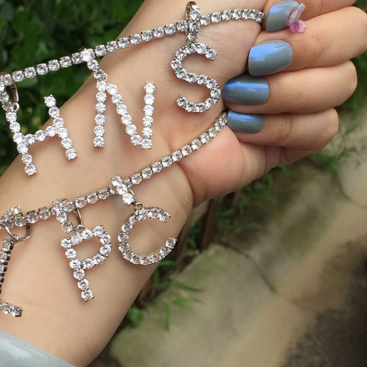 Charm Diamond A-Z Initial Letter Necklace For Women Hip Hop Custom Tennis Letter Pendant Chain Necklace Jewelry, White
Charm Diamond A-Z Initial Letter Necklace For Women Hip Hop Custom Tennis Letter Pendant Chain Necklace Jewelry, White