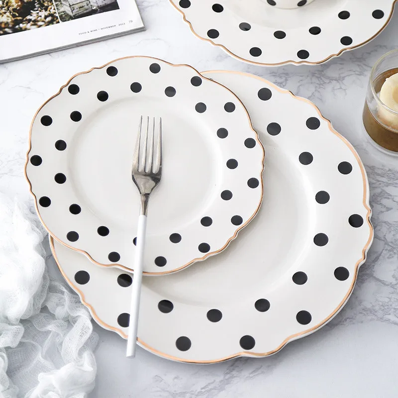 Golden Edge Plate Steak Tray Soup Dish Dinnerware Set Wave Point Tray, Black,pink
Golden Edge Plate Steak Tray Soup Dish Dinnerware Set Wave Point Tray, Black,pink