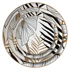 Modern homeware fine ceramic bone china gold black dinnerware tableware dinner sets for wedding