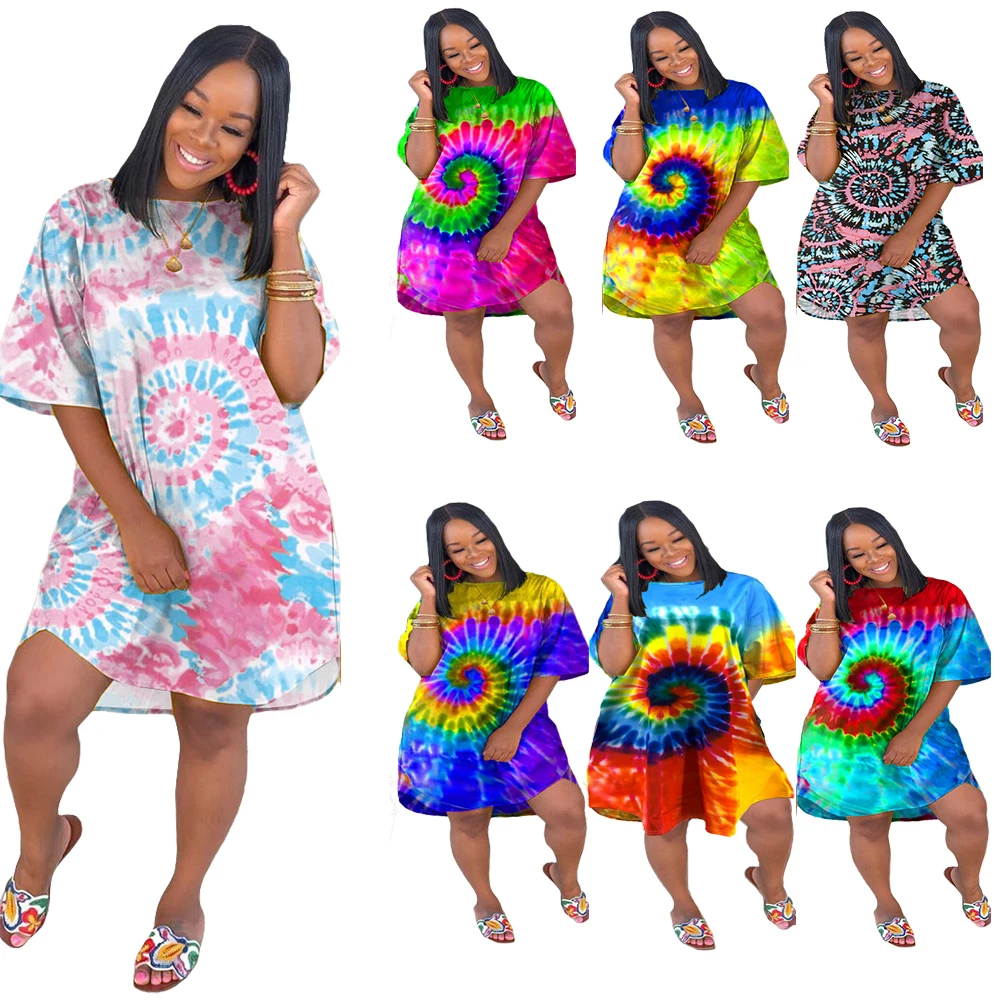 Wholesale Women Summer 3XL Short sleeve Floral Tie Dye Printing Loose Casual Dresses, As picture
Wholesale Women Summer 3XL Short sleeve Floral Tie Dye Printing Loose Casual Dresses, As picture