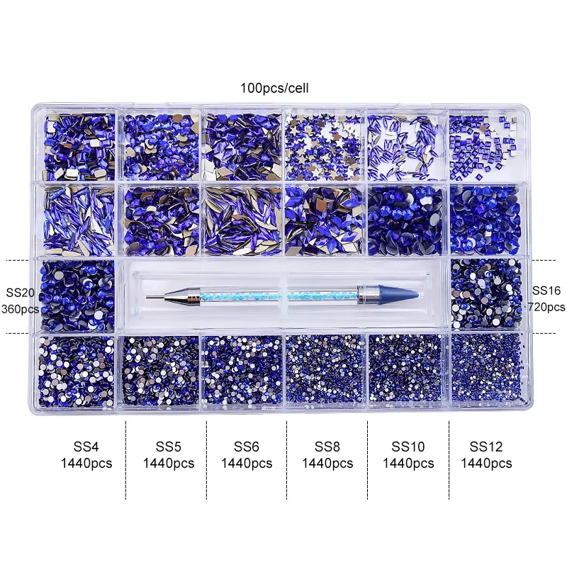 Qiao Wholesale Crystal Flatback Non Hotfix Glass Diamond Sapphire Blue Rhinestone Nail Kit for Nails In Bulk
Qiao Wholesale Crystal Flatback Non Hotfix Glass Diamond Sapphire Blue Rhinestone Nail Kit for Nails In Bulk