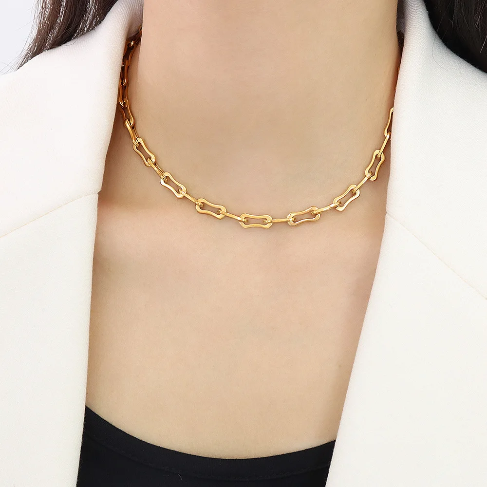 Exaggerated 316L Stainless Steel 18K Gold Plated Chunky Link Chain Bracelet Necklace Jewelry Set For Women
Exaggerated 316L Stainless Steel 18K Gold Plated Chunky Link Chain Bracelet Necklace Jewelry Set For Women