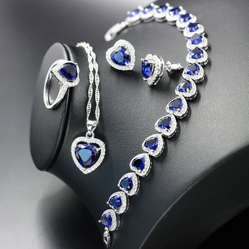Elegant Blue Zircon Necklace Earrings Wedding Jewelry Sets Birthstone Bangle Bridal Jewelry Sets For Women
Elegant Blue Zircon Necklace Earrings Wedding Jewelry Sets Birthstone Bangle Bridal Jewelry Sets For Women