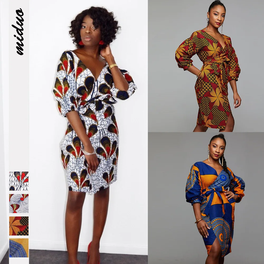 2021 Women Clothing V Neck 3/4 Sleeve African Floral Printed Party Women's Loose Bodycon Wrap Up Dress
2021 Women Clothing V Neck 3/4 Sleeve African Floral Printed Party Women's Loose Bodycon Wrap Up Dress
