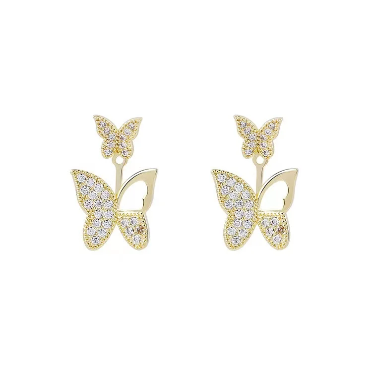 Fashion Korean Fine Jewelry Stud Earring 925 Sterling Silver Pin Gold Color Two Butterfly Earrings for Women, Rose gold
Fashion Korean Fine Jewelry Stud Earring 925 Sterling Silver Pin Gold Color Two Butterfly Earrings for Women, Rose gold