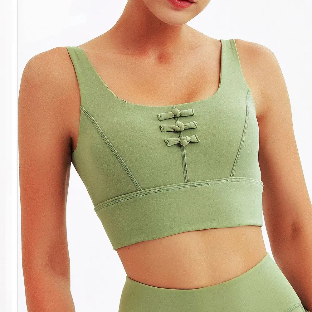 gym clothes Chinese knot chest decoration back waist hollow sports bra, brocade surface, brushed removable bra pad
gym clothes Chinese knot chest decoration back waist hollow sports bra, brocade surface, brushed removable bra pad