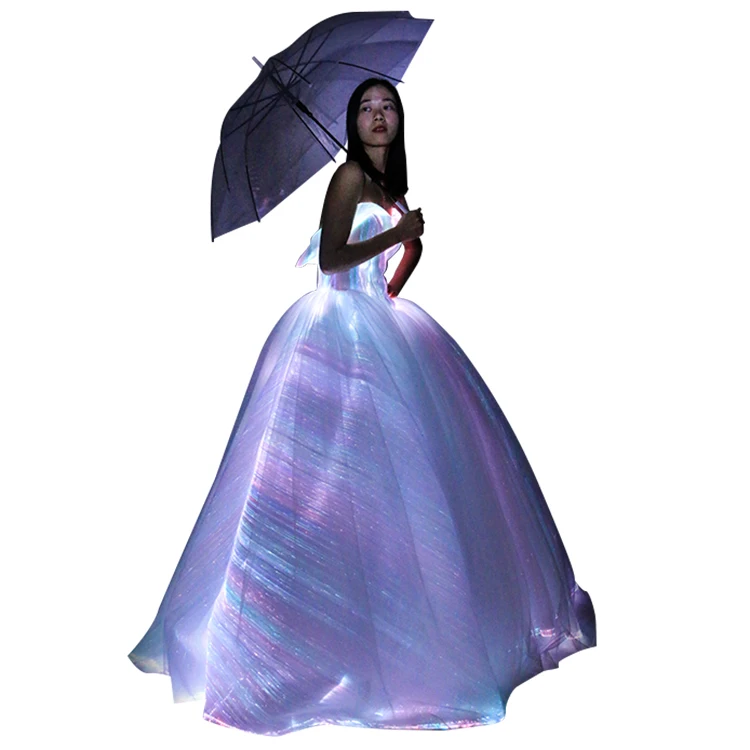 LED Light evening bridal dress glow in the dark luminous fiber optic wedding dress
LED Light evening bridal dress glow in the dark luminous fiber optic wedding dress