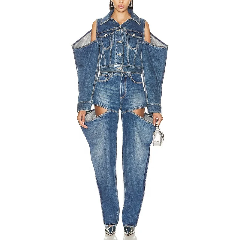 OUDINA New Style Patchwork Casual 2 Pieces Denim Jacket High Waist Wide Leg Jeans Two Piece Set
OUDINA New Style Patchwork Casual 2 Pieces Denim Jacket High Waist Wide Leg Jeans Two Piece Set