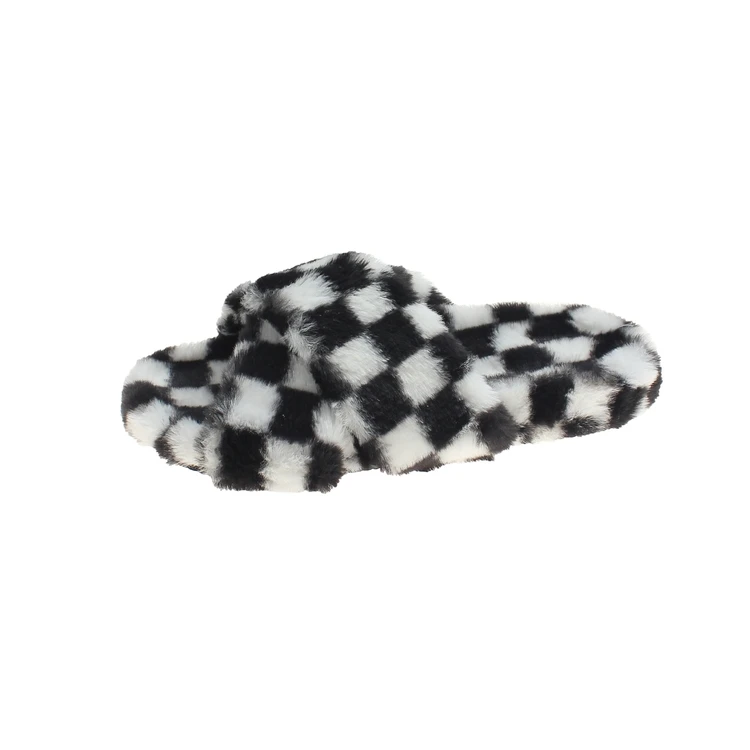 New Female Color Matching Checkered Winter Warm Fluffy Fur Plush Slipper Shoes For Women
New Female Color Matching Checkered Winter Warm Fluffy Fur Plush Slipper Shoes For Women