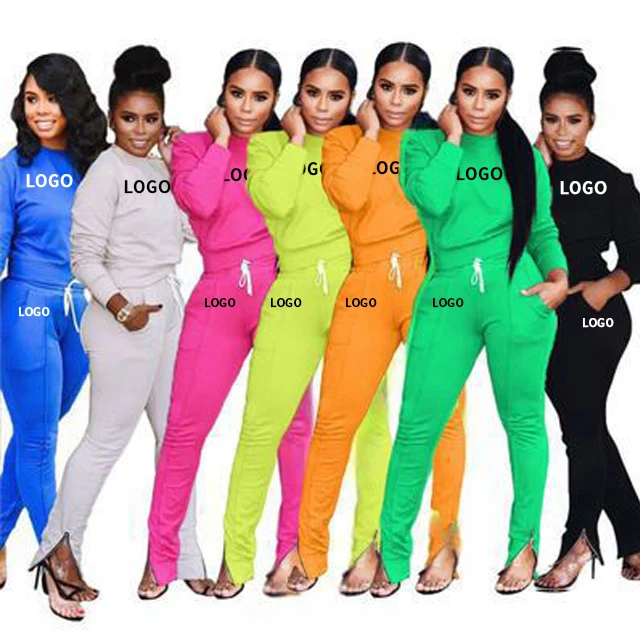 Long Sleeve Sweatshirt Long Pants Side Zipper Custom Logo Print Color 2 Piece Set Women Autumn, 7 colors
Long Sleeve Sweatshirt Long Pants Side Zipper Custom Logo Print Color 2 Piece Set Women Autumn, 7 colors