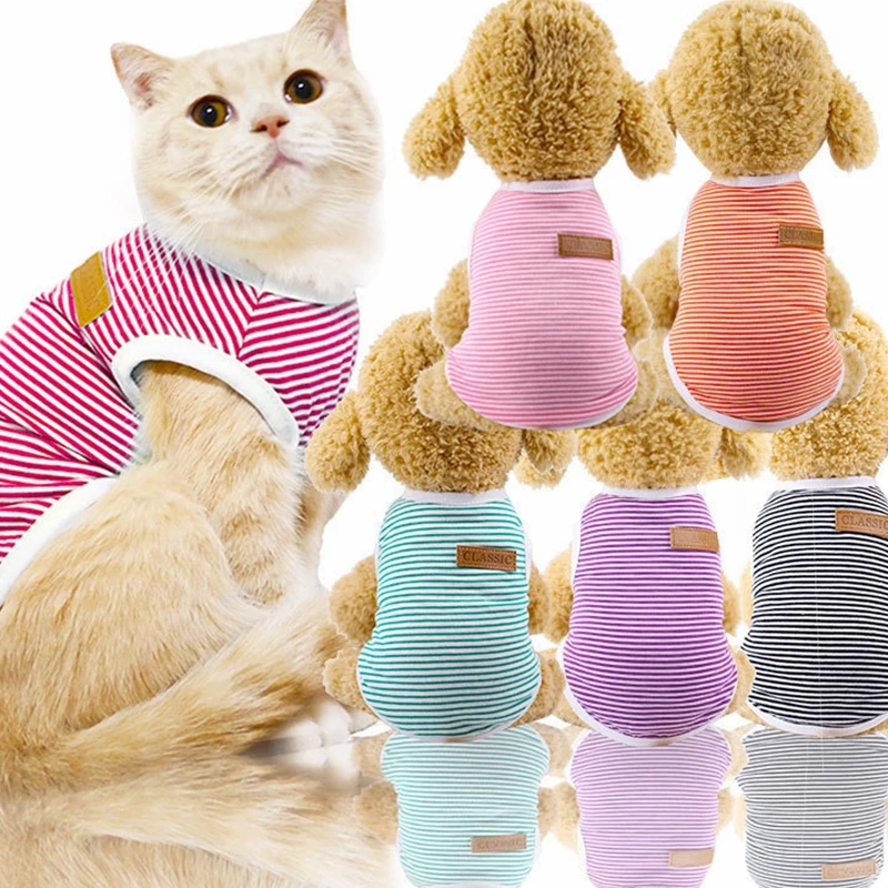 Fashionable Striped Pattern Dog T-Shirt Pet Breathable Soft Cotton Basic Shirt Clothes for Summer, Pink/purple/orange/green/black/red
Fashionable Striped Pattern Dog T-Shirt Pet Breathable Soft Cotton Basic Shirt Clothes for Summer, Pink/purple/orange/green/black/red