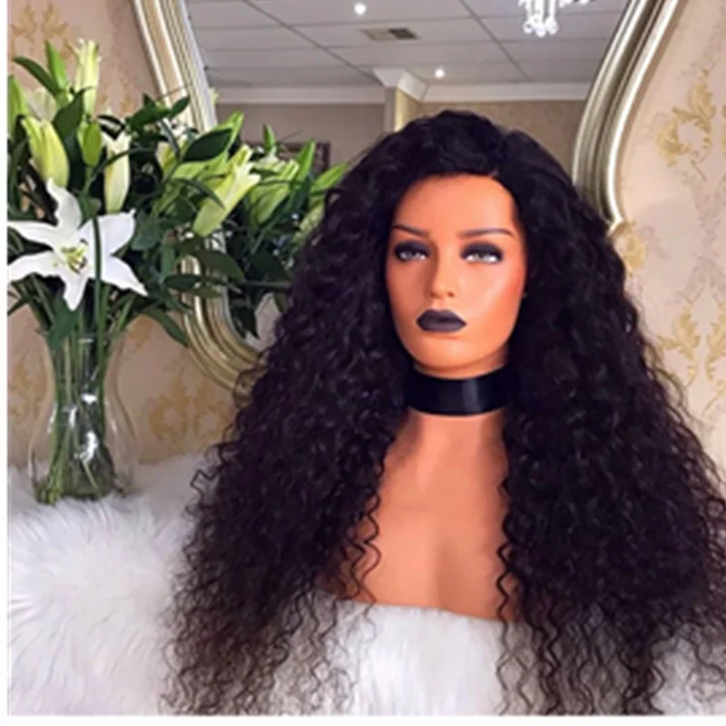 remy human deep curly long hair full lace wig for black women virgin hair lace front human hair brazilian wigs, Natural color lace wig 
remy human deep curly long hair full lace wig for black women virgin hair lace front human hair brazilian wigs, Natural color lace wig