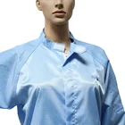 Washable Cleanroom ESD Working Uniform Coverall White Cleanroom Garment Antistatic Clothing