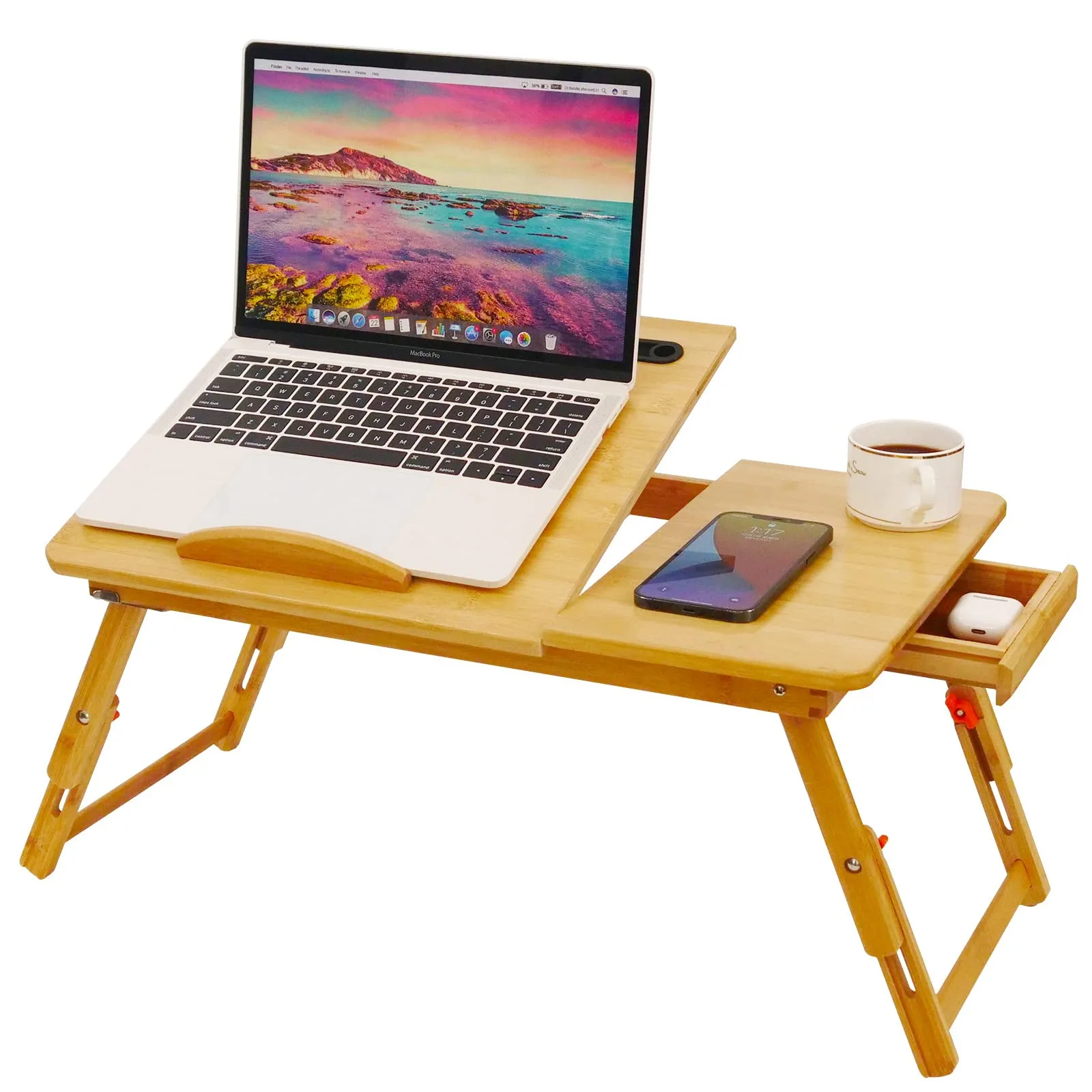 Bamboo Lap Desk with Tablet Slot Adjustable Height Bed Table Foldable Storage Drawer Portable Tray Table Stand for Work Study
Bamboo Lap Desk with Tablet Slot Adjustable Height Bed Table Foldable Storage Drawer Portable Tray Table Stand for Work Study