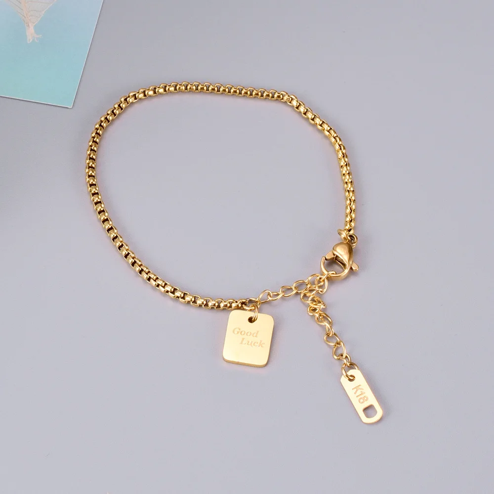 Titanium Stainless Steel Bohemia Beach Chain Link Bracelets For Women Girl Trendy Good Luck Tag Charm Bracelet
Titanium Stainless Steel Bohemia Beach Chain Link Bracelets For Women Girl Trendy Good Luck Tag Charm Bracelet