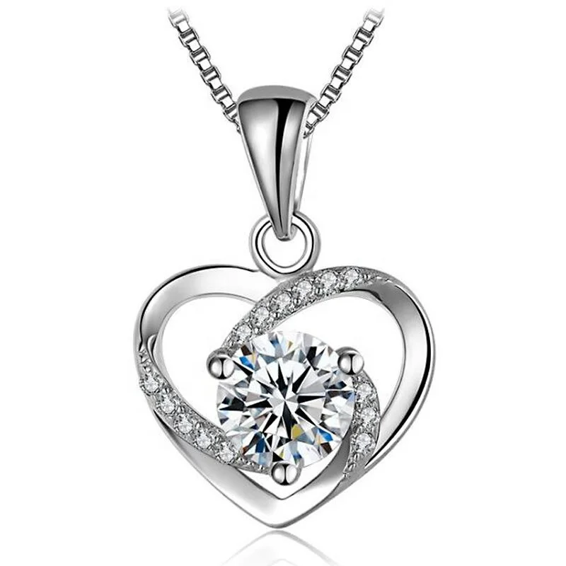 Trendy Charm Lady Dress Necklace Jewelry Diamond Heart Pendant Luxury 925 Sterling Silver Chain Necklace For Women Fashion Gift
Trendy Charm Lady Dress Necklace Jewelry Diamond Heart Pendant Luxury 925 Sterling Silver Chain Necklace For Women Fashion Gift
