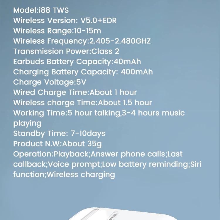 Somostel TWS i88 True Wireless Stereo Earbuds Bluetooth earphohne with wireless charging headphone for iphone - ANKUX.COM
