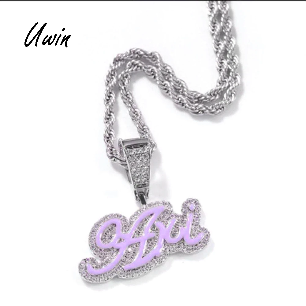 UWIN Hip Hop CZ Name Letter Plate Pink Oil Pendant For Girls Men Women CZ Custom Rapper Jewelry
UWIN Hip Hop CZ Name Letter Plate Pink Oil Pendant For Girls Men Women CZ Custom Rapper Jewelry