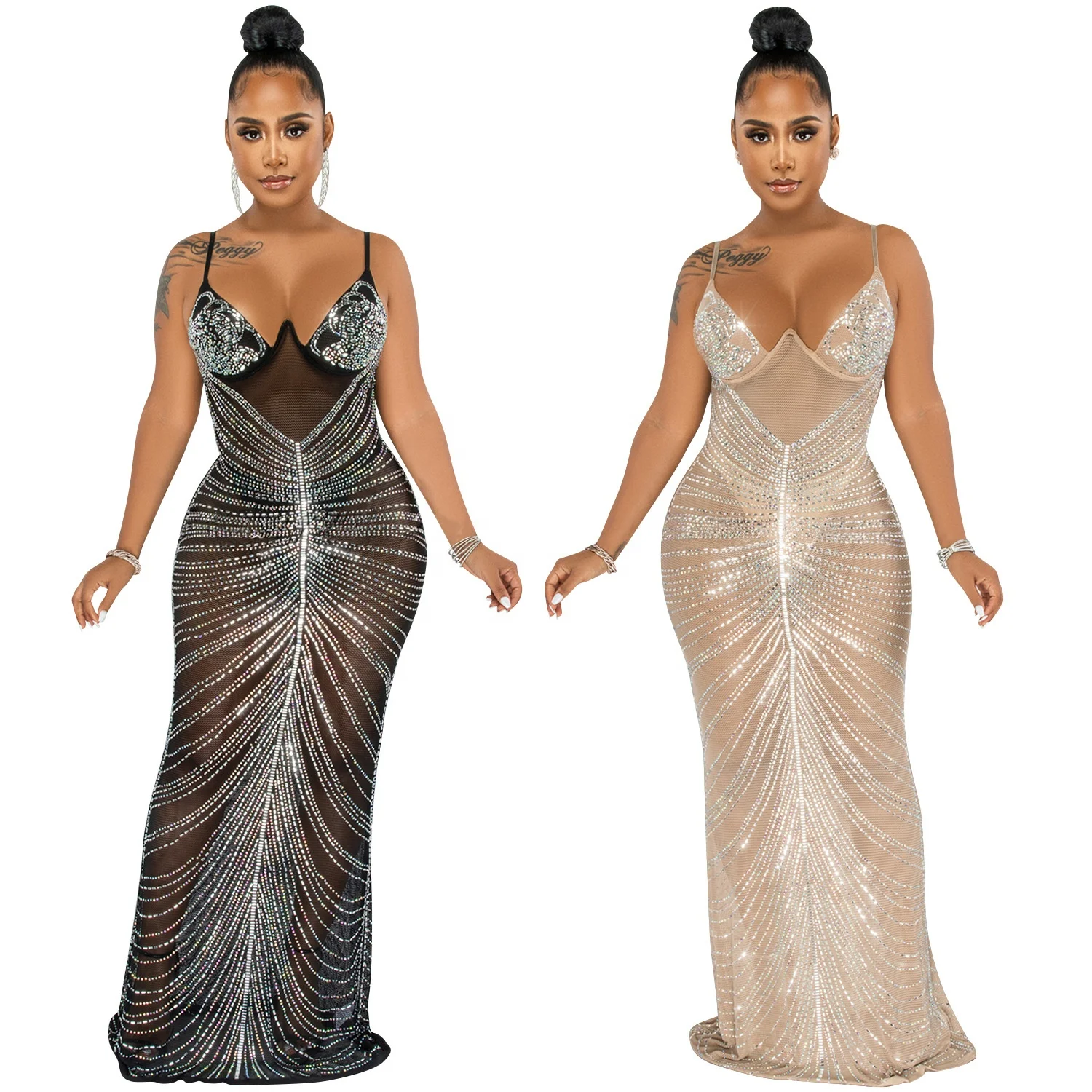 2022 Spring New Design V Neck Rhinestone Evening Dress For Women Elegant Sleeveless See Through Mesh Diamond Night Club Dresses, Picture color
2022 Spring New Design V Neck Rhinestone Evening Dress For Women Elegant Sleeveless See Through Mesh Diamond Night Club Dresses, Picture color