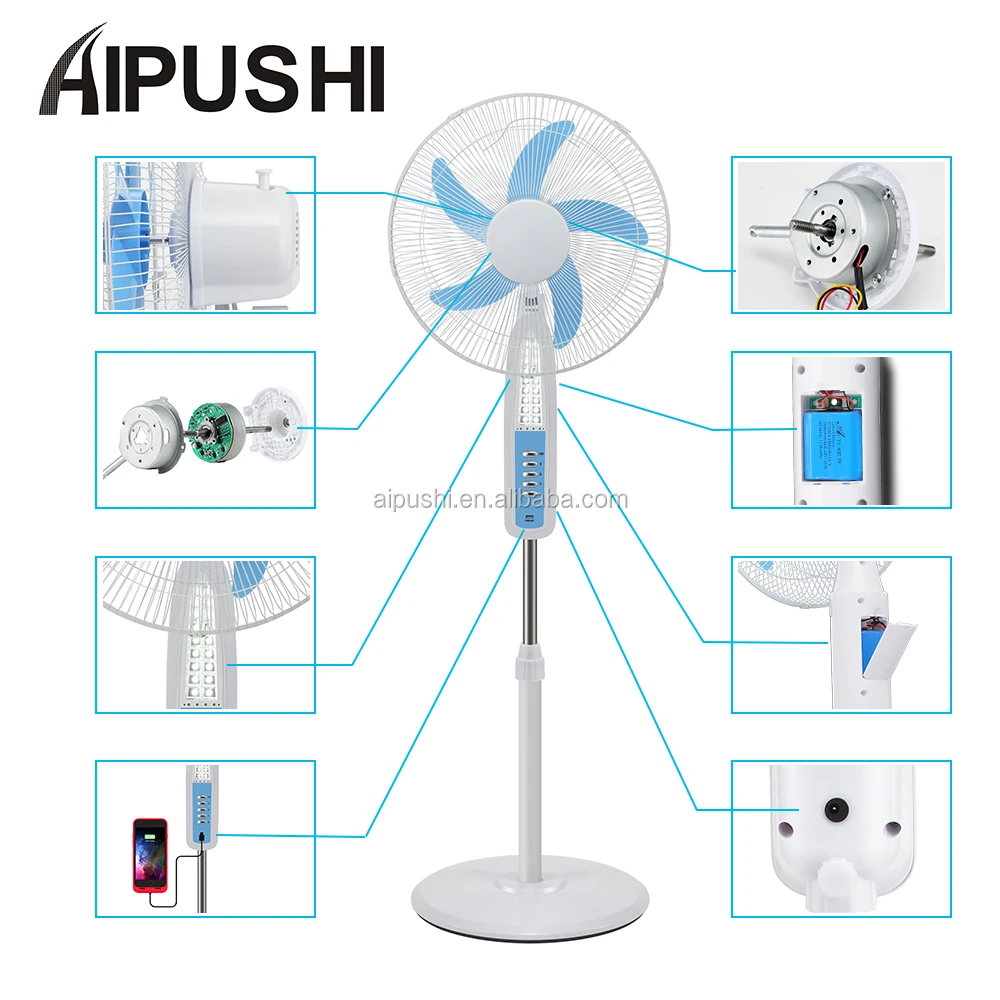 Stand Fan, 12V, Solar, USB - detail 12