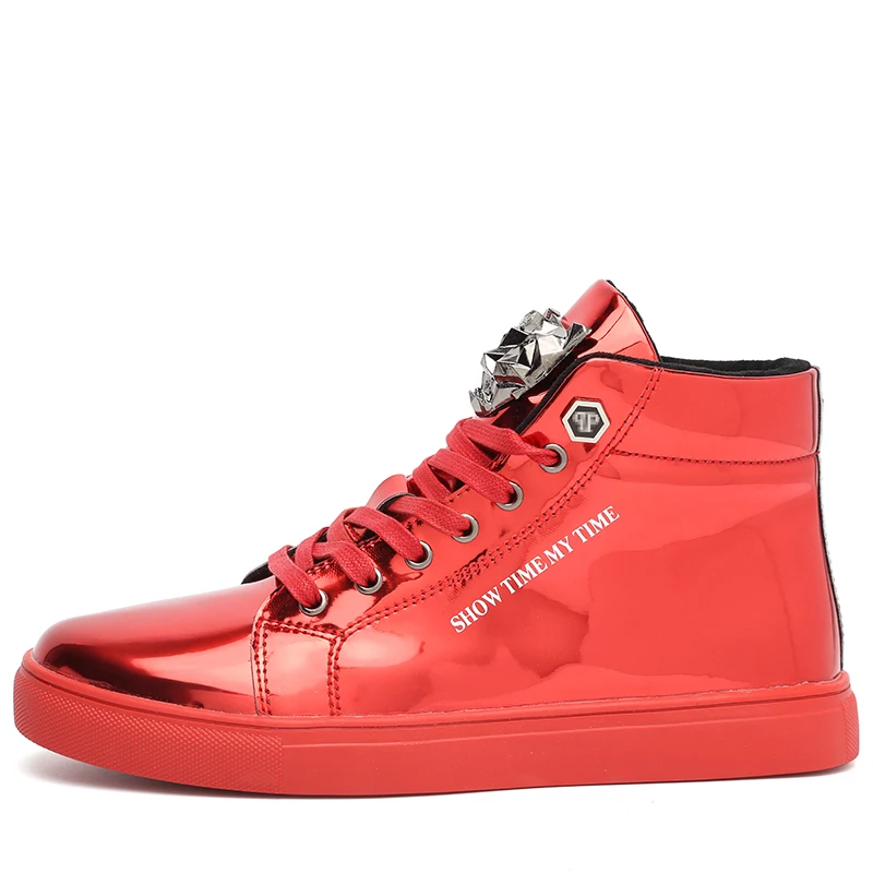 New style men high top shining pu fashionable shoes 
New style men high top shining pu fashionable shoes