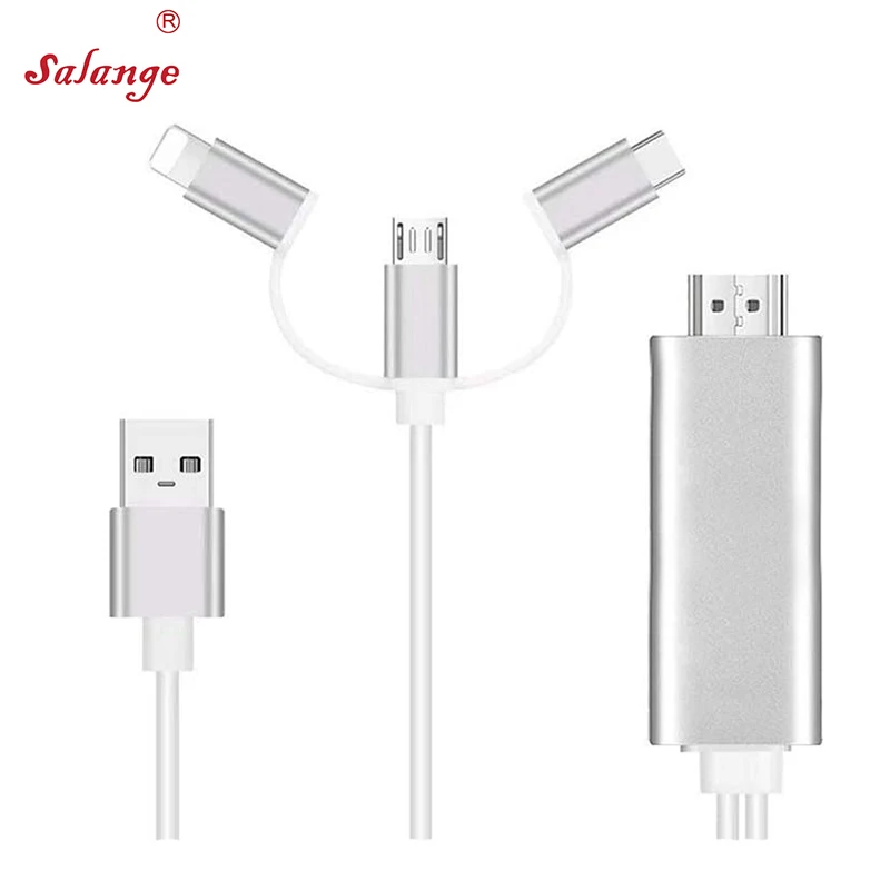 Salange Three-in-one HD video conversion cable for iPhone iPad Lighting Android Phone Micro USB Type C to HD Cable FHD1080@60Hz
Salange Three-in-one HD video conversion cable for iPhone iPad Lighting Android Phone Micro USB Type C to HD Cable FHD1080@60Hz