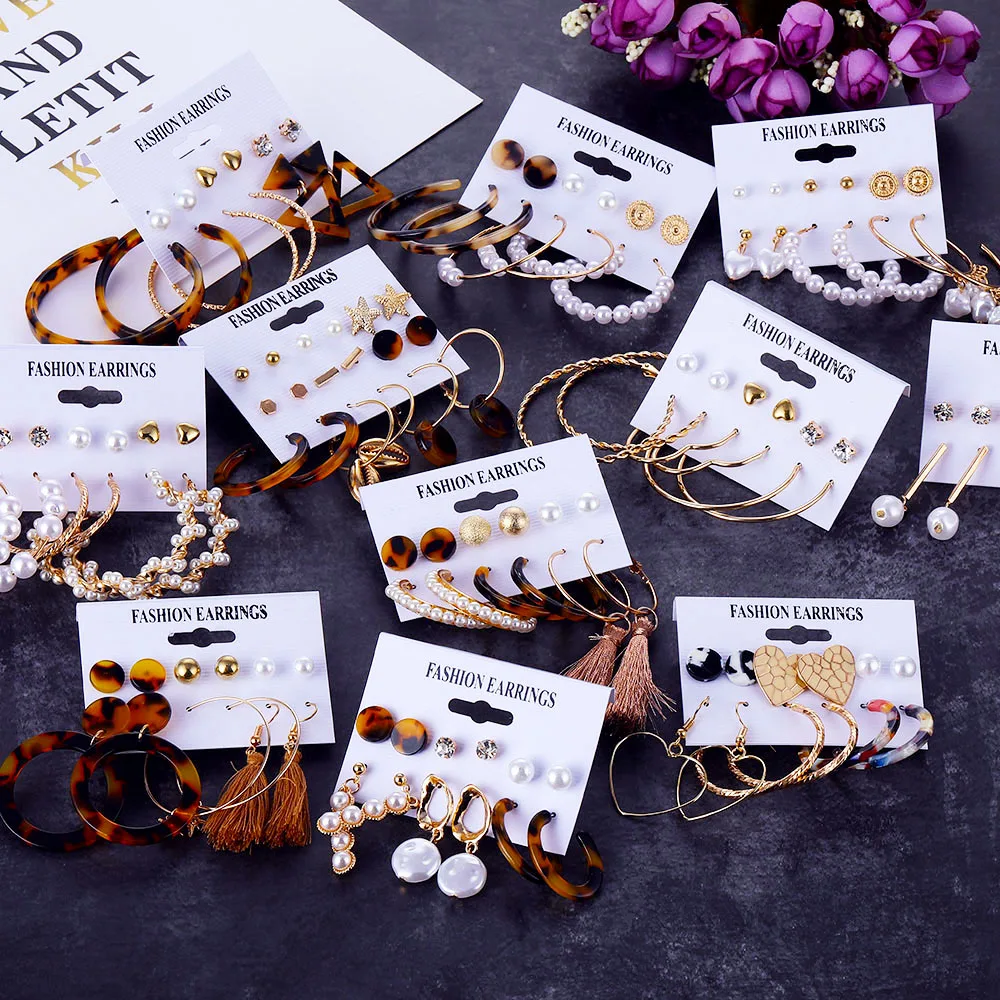 2020 Bohemian Leopard Acrylic Pearl for Women Fashion Geometry Tassel Handmade Earrings Jewelry Gift Set, Gold
2020 Bohemian Leopard Acrylic Pearl for Women Fashion Geometry Tassel Handmade Earrings Jewelry Gift Set, Gold