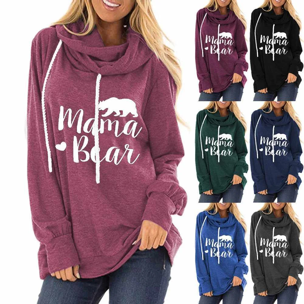 Ladies drawstring hoodie Mama Bear letter print loose round neck long sleeve t-shirt
Ladies drawstring hoodie Mama Bear letter print loose round neck long sleeve t-shirt