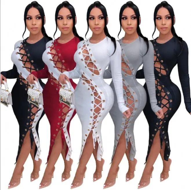 G0354 Fashion Long Sleeve Ribbed Lace up Dress 2020 Dresses Women Sexy Dresses, As the pic
G0354 Fashion Long Sleeve Ribbed Lace up Dress 2020 Dresses Women Sexy Dresses, As the pic