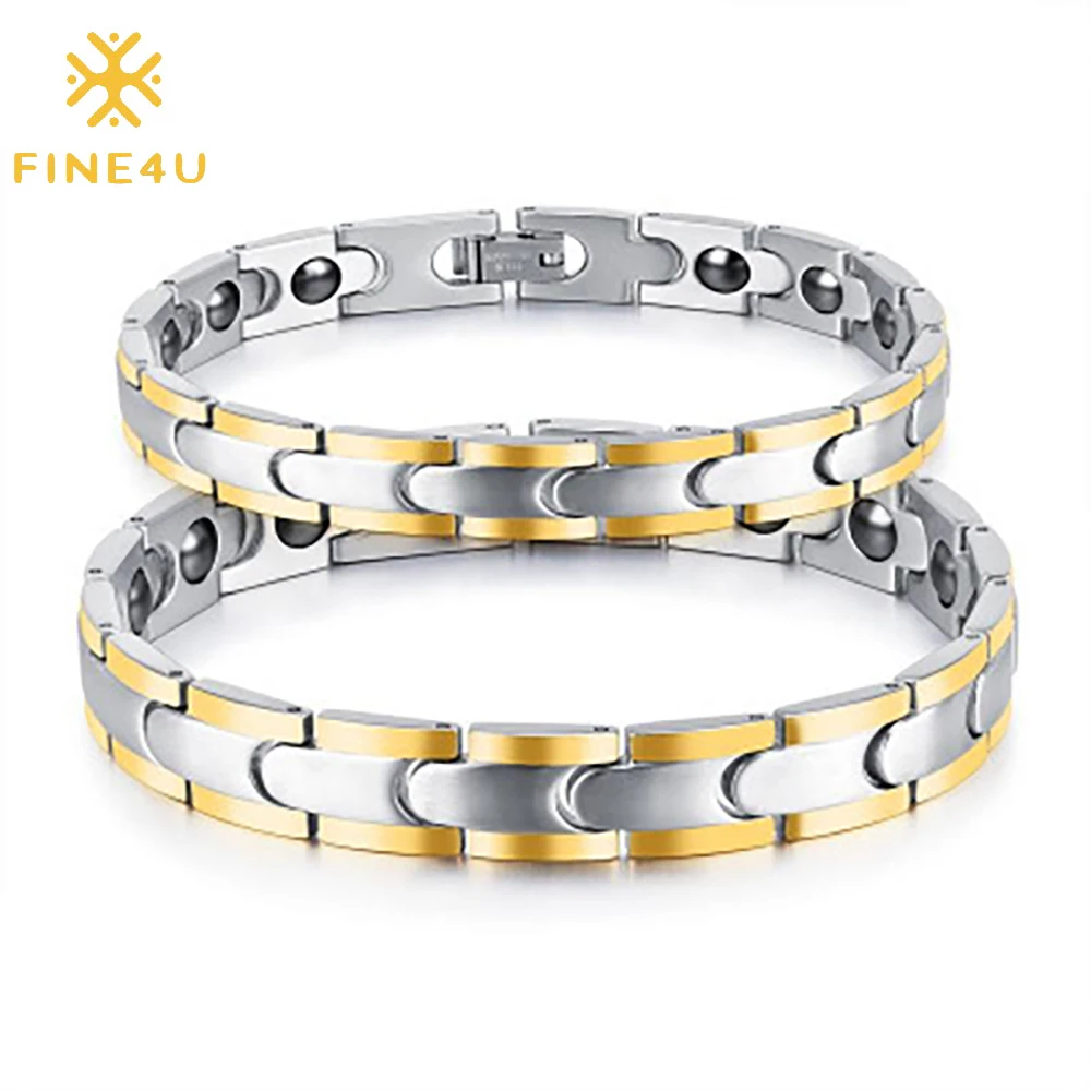 New arrival gold plated health therapy energy stainless steel couple bracelet magnetic, Steel + gold
New arrival gold plated health therapy energy stainless steel couple bracelet magnetic, Steel + gold