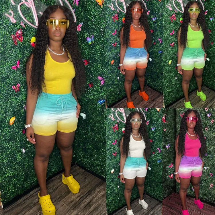 2022 wholesale women summer cotton color vest shorts sets custom logo two piece tracksuits for women
2022 wholesale women summer cotton color vest shorts sets custom logo two piece tracksuits for women