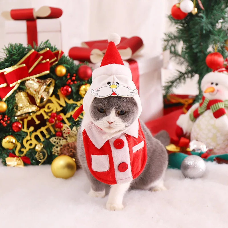 Hot Sale Velvet Santa Christmas Costume Set With Hat Cape Sisal Ball Cat Teaser Toy Cat Small Dog Christmas Clothes 2021, Red
Hot Sale Velvet Santa Christmas Costume Set With Hat Cape Sisal Ball Cat Teaser Toy Cat Small Dog Christmas Clothes 2021, Red
