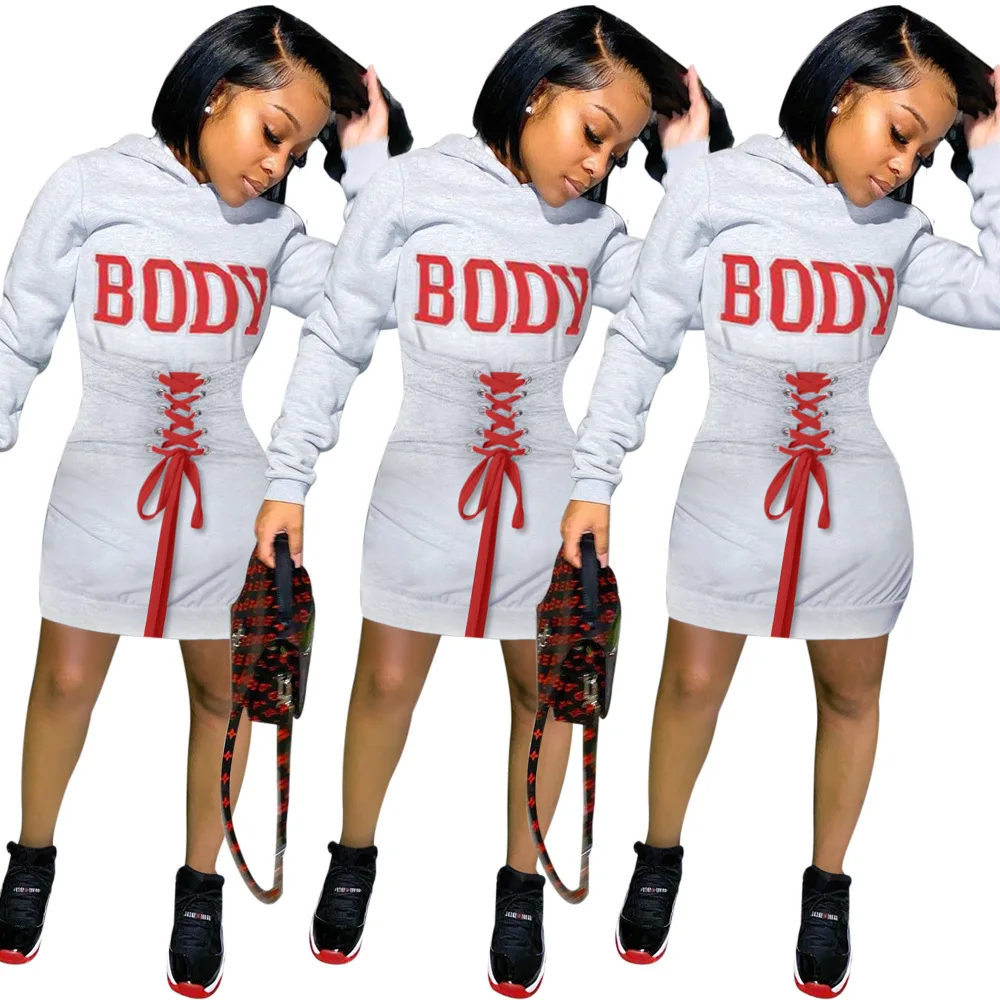 N653 2021 New Design Women's Ladies Dress Casual Fashion Lace Up Letter Hoodies Long Sleeve Woman Sweatsuit Dresses 
N653 2021 New Design Women's Ladies Dress Casual Fashion Lace Up Letter Hoodies Long Sleeve Woman Sweatsuit Dresses