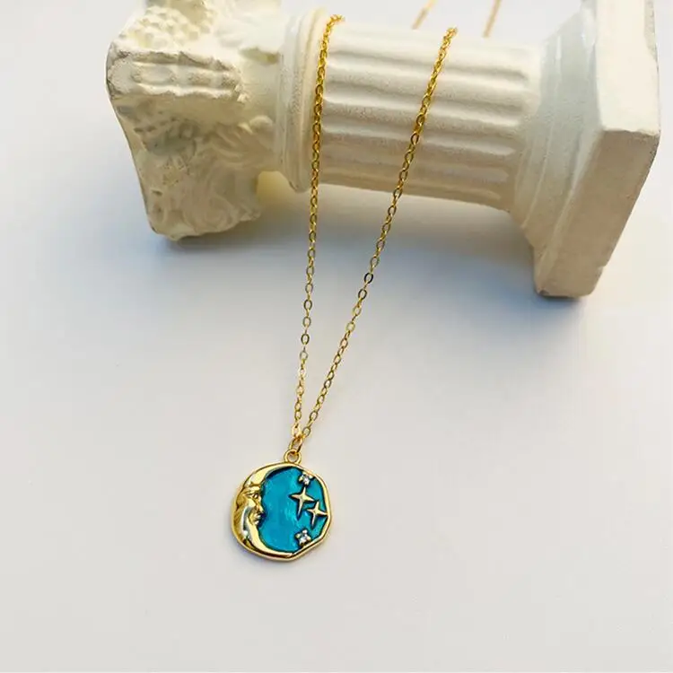 Moon and star 925 sterling silver jewelry 18k gold plated diamond pendant necklace for women
Moon and star 925 sterling silver jewelry 18k gold plated diamond pendant necklace for women